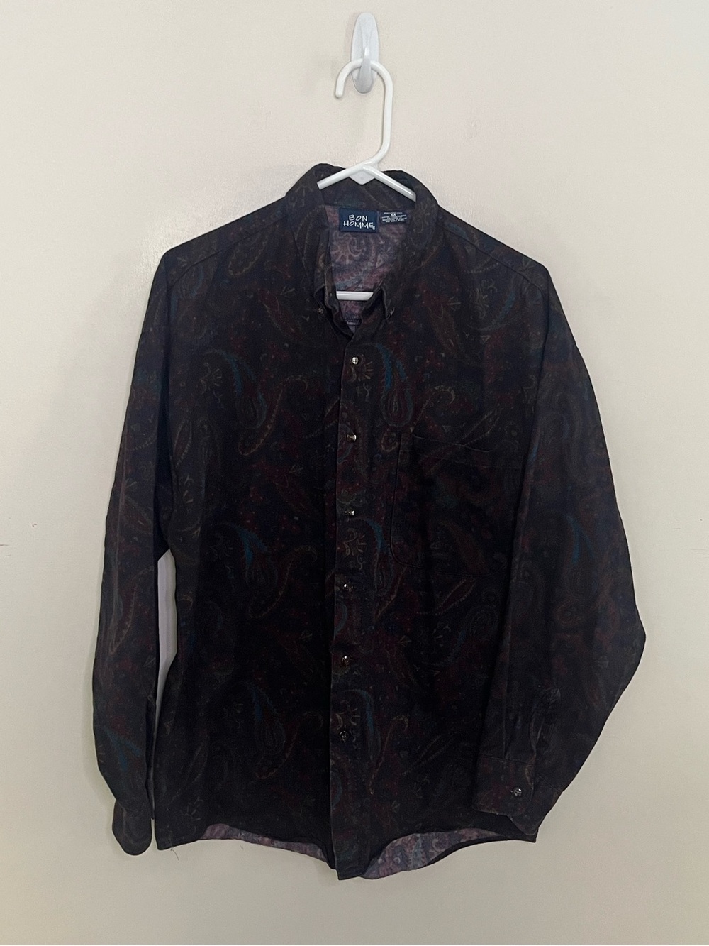Vintage Men’s Bon Homme Paisley Print Button Down Shirt
Size: M